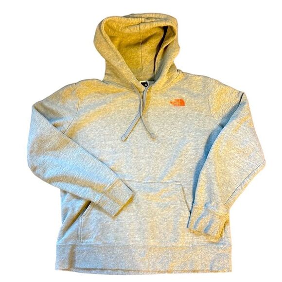 The North Face Women’s Pullover Hoodie Sweatshirt Gray Small Orange Logo - Picture 1 of 7